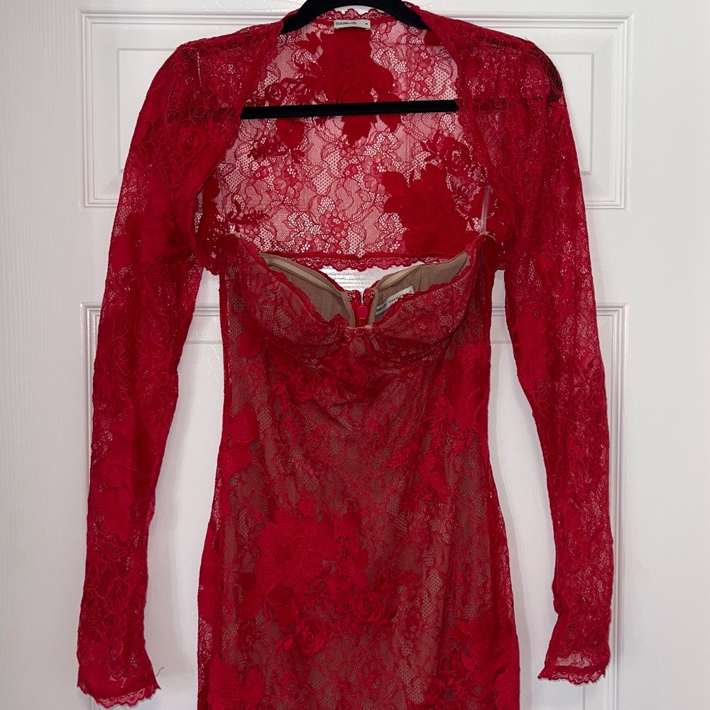 SOLD House of CB Lucienne Red Lace Embroidered Maxi Dress - Limited Edition - Picture 10 of 13